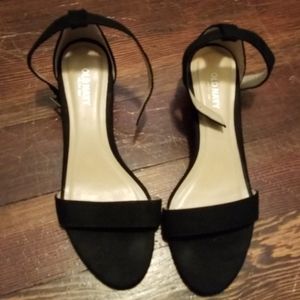 Old Navy Black Velvet WedgeSandals, Women's Size 8